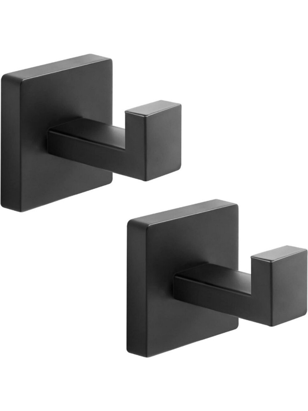 Heavy Duty Matte Black Wall Mounted Towel Hooks - 2 Pack for Bathroom & Kitchen